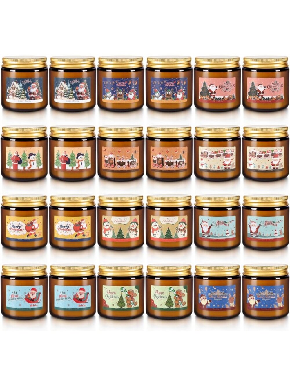 24 Pack Christmas Scented Candle Gift Set - Festive Jar Candles (3.5 oz) for